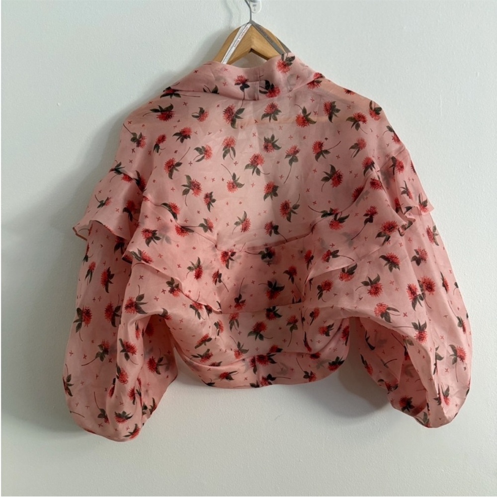 Silvia Tcherassi Pink Silk Floral Rose Print Shawl Kimono Shrug Bed Jacket L - Picture 11 of 12